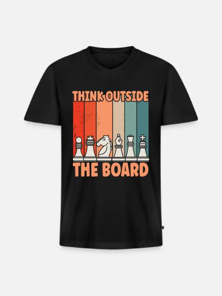 Schach Think Outside - Männer Premium Bio T-Shirt mit V-Ausschnitt - Schwarz