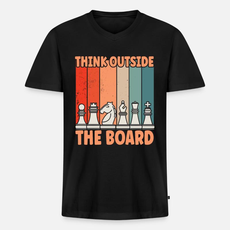 Schach Think Outside - Männer Premium Bio T-Shirt mit V-Ausschnitt - Schwarz