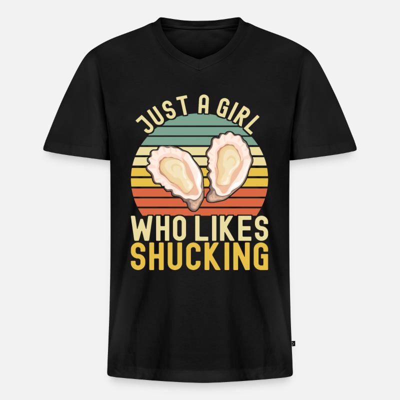 Austern Austernliebhaber - Männer Premium Bio T-Shirt mit V-Ausschnitt - Schwarz