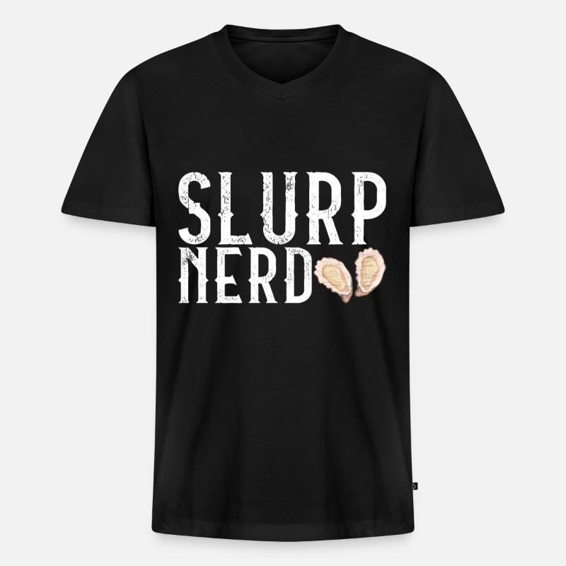 Austern Austernliebhaber - Männer Premium Bio T-Shirt mit V-Ausschnitt - Schwarz