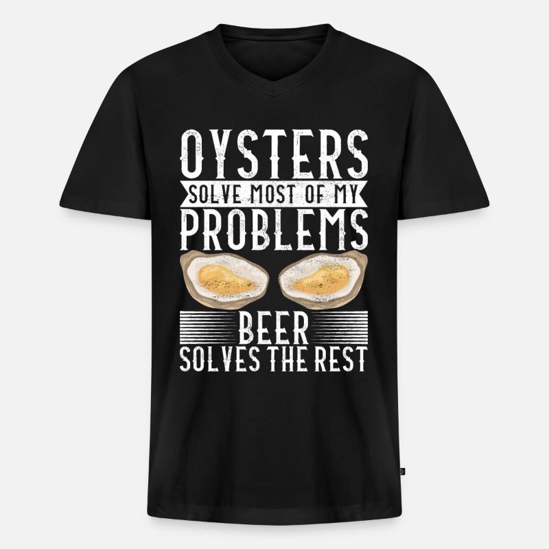 Austern Austernliebhaber - Männer Premium Bio T-Shirt mit V-Ausschnitt - Schwarz