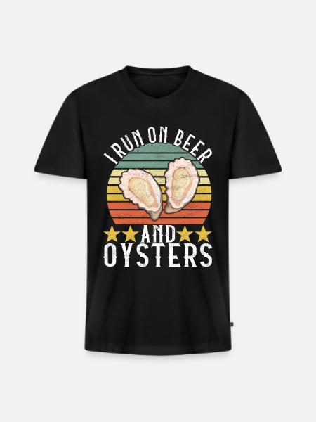 Oysters Oyster Lovers - Men's Premium Organic T-shirt with V-neck - black