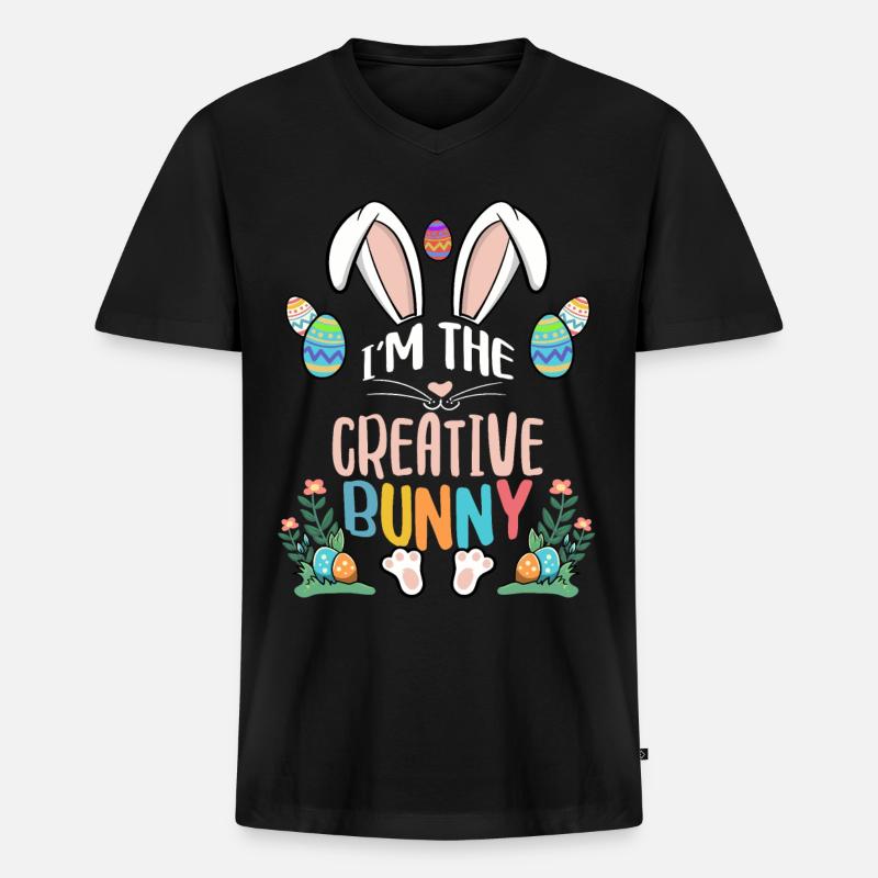 I'm The Creative Bunny - Männer Premium Bio T-Shirt mit V-Ausschnitt - Schwarz