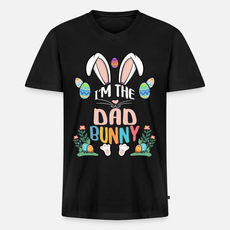 I'm The Dad Bunny - Männer Premium Bio T-Shirt mit V-Ausschnitt - Schwarz