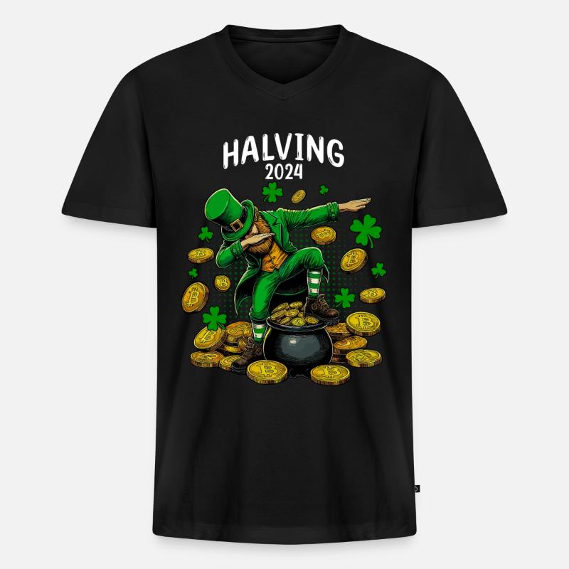 Halving 2024 - Männer Premium Bio T-Shirt mit V-Ausschnitt - Schwarz