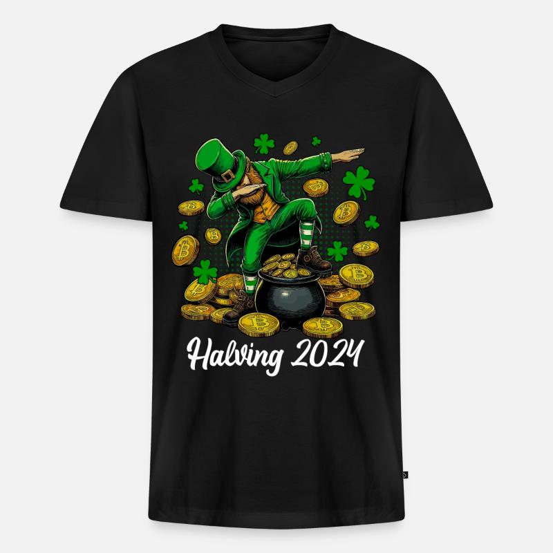 Halving 2024 - Männer Premium Bio T-Shirt mit V-Ausschnitt - Schwarz