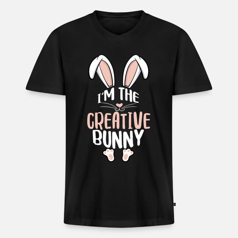 I'm The Creative Bunny - Männer Premium Bio T-Shirt mit V-Ausschnitt - Schwarz