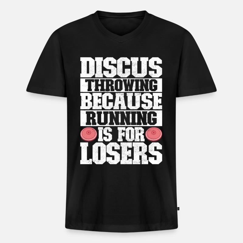 Diskuswerfer Diskuswerfen - Männer Premium Bio T-Shirt mit V-Ausschnitt - Schwarz