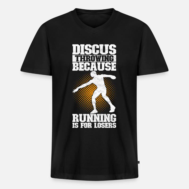 Diskuswerfer Diskuswerfen - Männer Premium Bio T-Shirt mit V-Ausschnitt - Schwarz