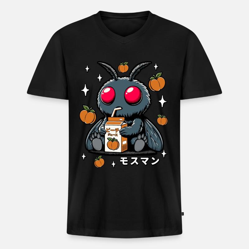 Mothman Pfirsichsaft - Männer Premium Bio T-Shirt mit V-Ausschnitt - Schwarz