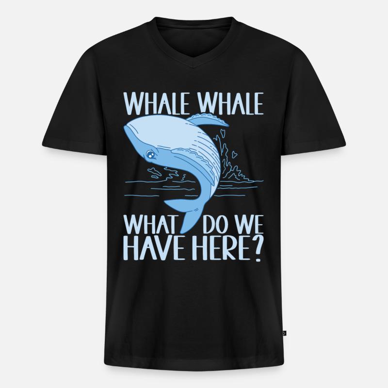 Wale Walfisch - Männer Premium Bio T-Shirt mit V-Ausschnitt - Schwarz
