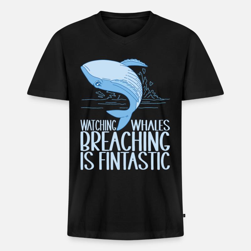 Wale Walfisch - Männer Premium Bio T-Shirt mit V-Ausschnitt - Schwarz