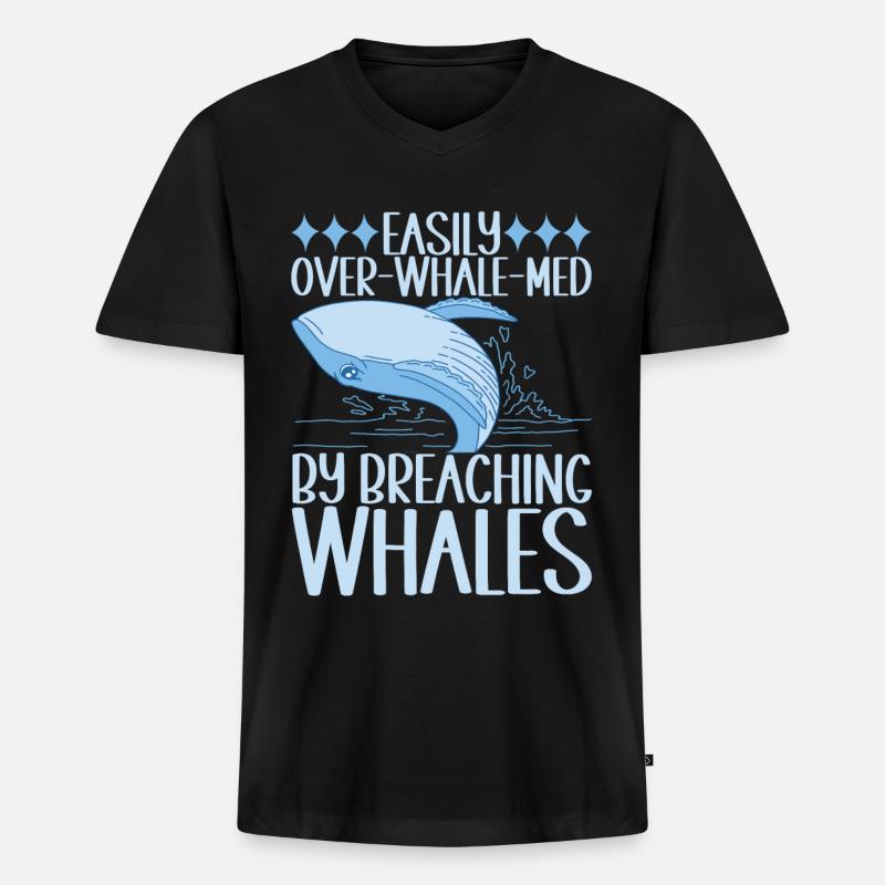 Wale Walfisch - Männer Premium Bio T-Shirt mit V-Ausschnitt - Schwarz