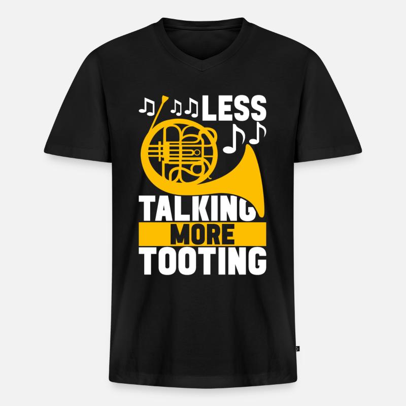 Horn Blechblasinstrument - Männer Premium Bio T-Shirt mit V-Ausschnitt - Schwarz