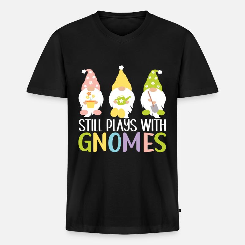 Gartenzwerge Gartenarbeit - Männer Premium Bio T-Shirt mit V-Ausschnitt - Schwarz