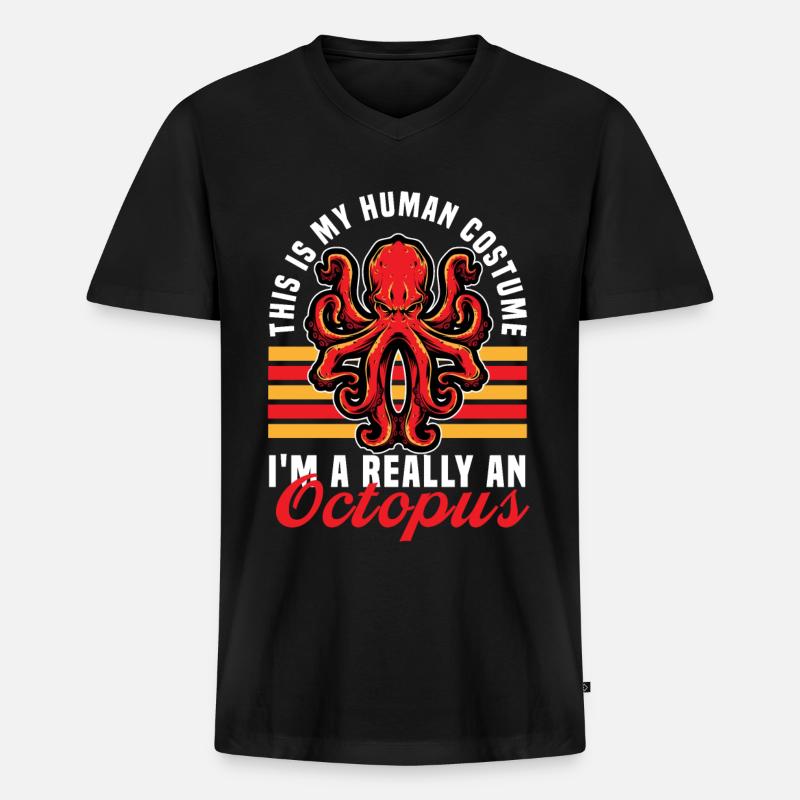 octopus - Männer Premium Bio T-Shirt mit V-Ausschnitt - Schwarz