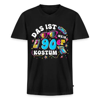 Das ist mein 90er Kostüm - Männer Premium Bio T-Shirt mit V-Ausschnitt - Schwarz - Vorne - Nico (187cm)
