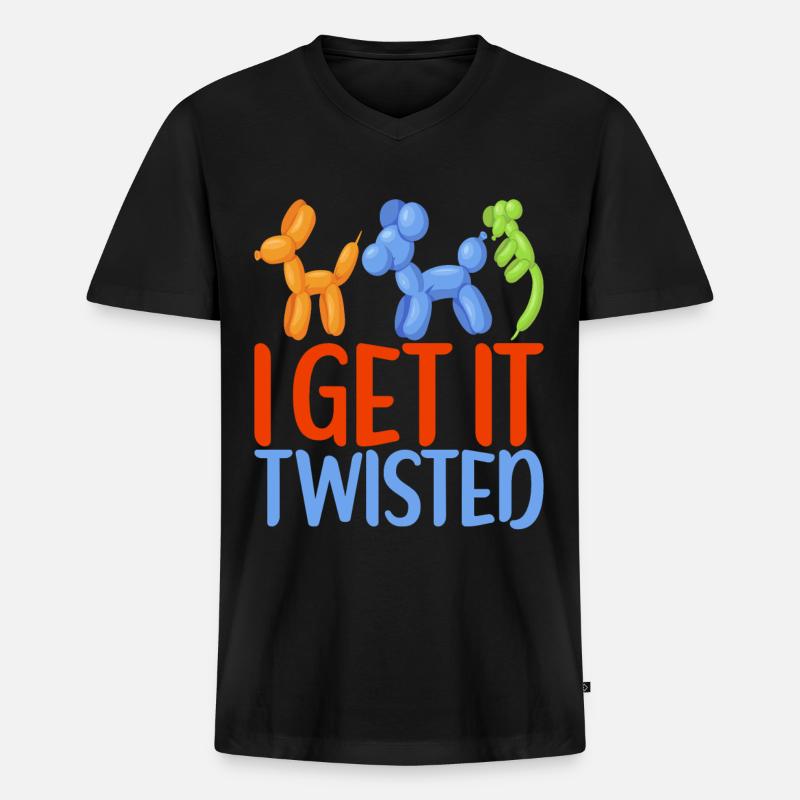 Ballontier Balloon Twisting - Männer Premium Bio T-Shirt mit V-Ausschnitt - Schwarz