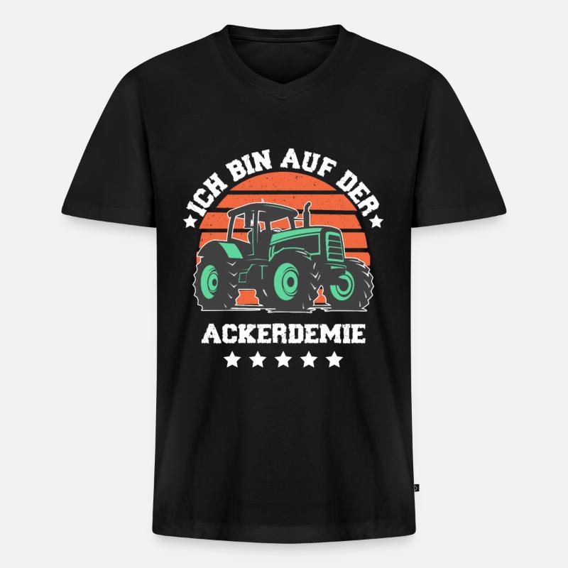 Ich bin auf der Ackerdemie - Männer Premium Bio T-Shirt mit V-Ausschnitt - Schwarz