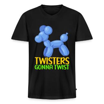 Ballontier Balloon Twisting - Männer Premium Bio T-Shirt mit V-Ausschnitt - Schwarz - Vorne - Nico (187cm)