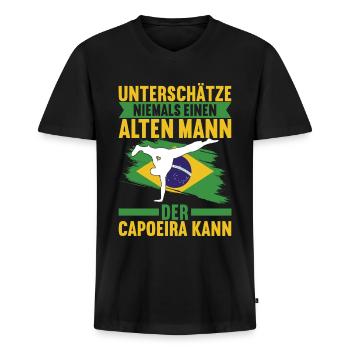 Capoeira Capoeirista - Men's Premium Organic T-shirt with V-neck - black - Front - Nico (187cm)