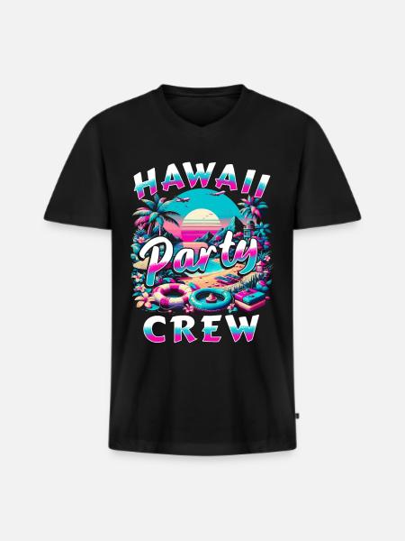 Hawaii Party Crew - Männer Premium Bio T-Shirt mit V-Ausschnitt - Schwarz