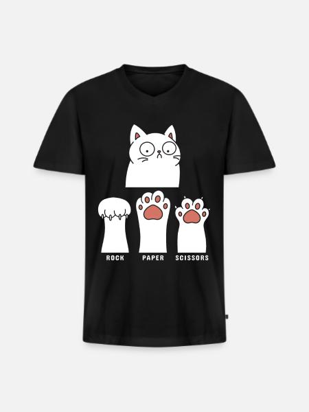 Rock Paper Scissors - Men's Premium Organic T-shirt with V-neck - black