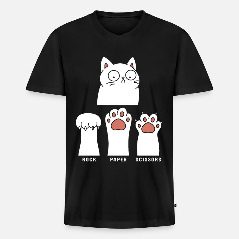 Rock Paper Scissors - Männer Premium Bio T-Shirt mit V-Ausschnitt - Schwarz