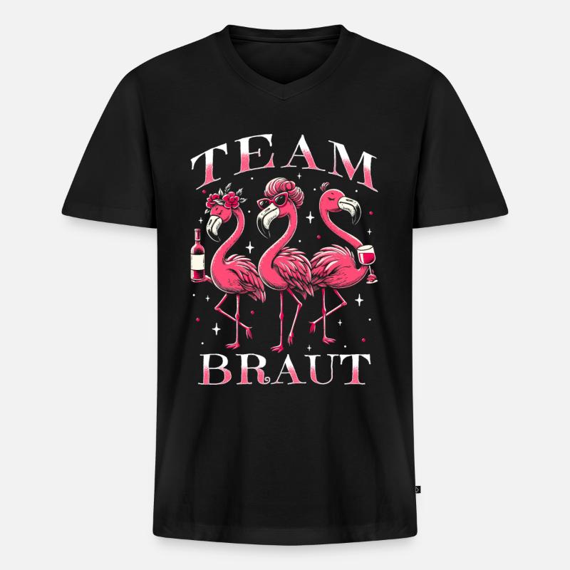 Team Braut - Männer Premium Bio T-Shirt mit V-Ausschnitt - Schwarz