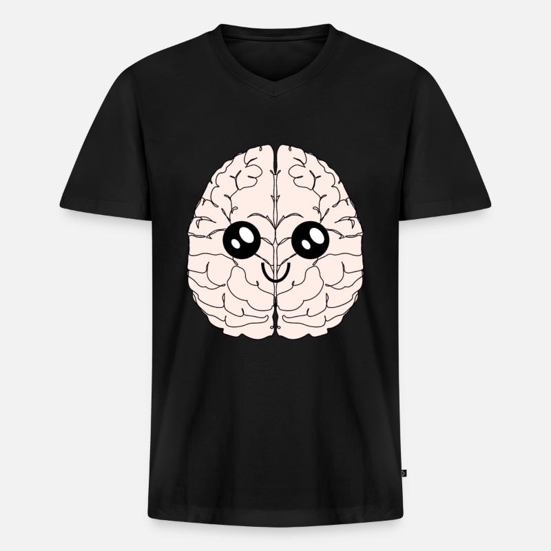Gehirn Autismus Asperger Kavaii Intelligenz - Männer Premium Bio T-Shirt mit V-Ausschnitt - Schwarz