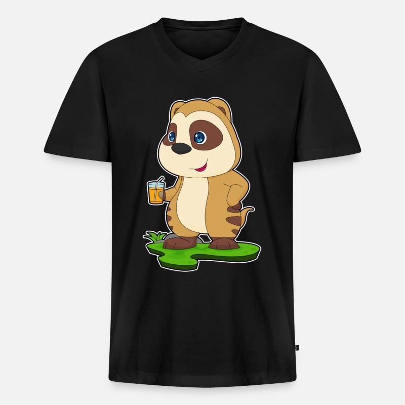 Erdmännchen Saft - Männer Premium Bio T-Shirt mit V-Ausschnitt - Schwarz