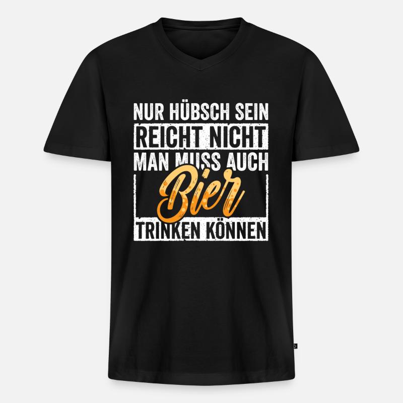 Bier Hübsch - Männer Premium Bio T-Shirt mit V-Ausschnitt - Schwarz