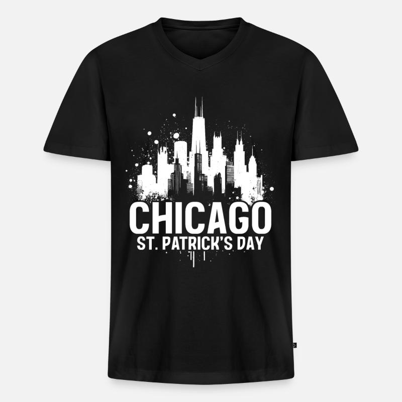 Chicago St. Patrick's Day - Männer Premium Bio T-Shirt mit V-Ausschnitt - Schwarz