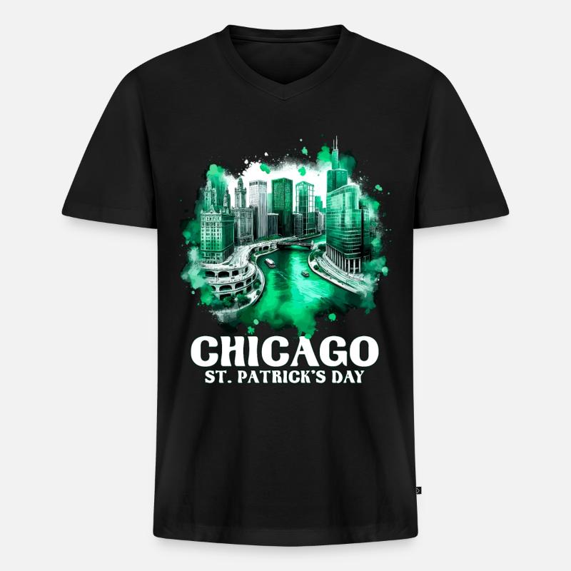Chicago St. Patrick's Day - Männer Premium Bio T-Shirt mit V-Ausschnitt - Schwarz