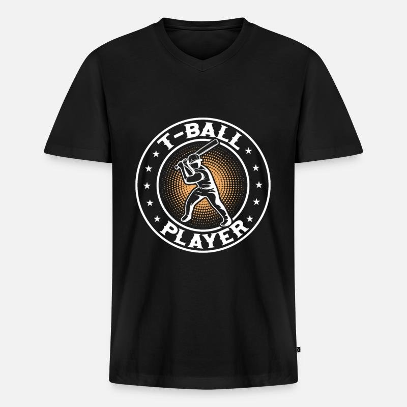 Teeball Player T-ball Player - Männer Premium Bio T-Shirt mit V-Ausschnitt - Schwarz