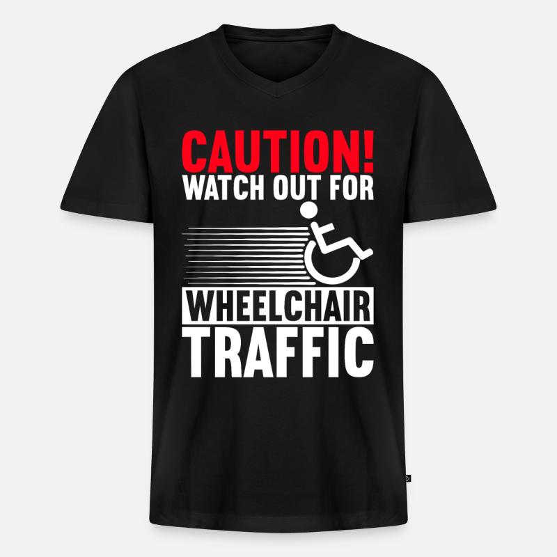 Rollstuhlfahrer Rollstuhl - Männer Premium Bio T-Shirt mit V-Ausschnitt - Schwarz