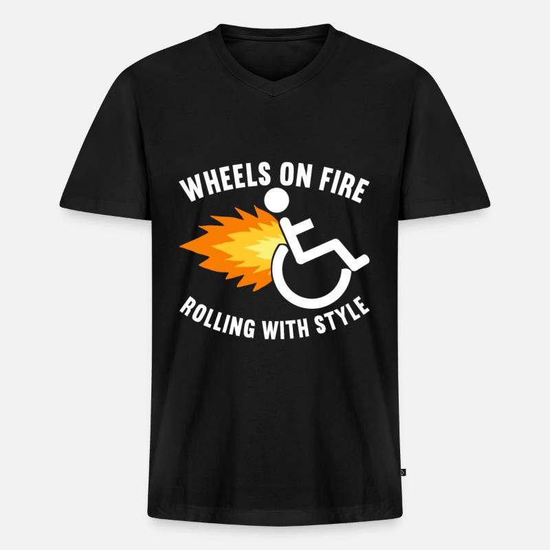 Rollstuhlfahrer Rollstuhl - Männer Premium Bio T-Shirt mit V-Ausschnitt - Schwarz