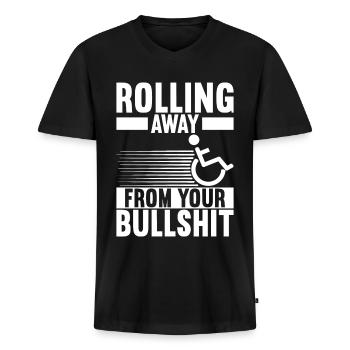 Rollstuhlfahrer Rollstuhl - Männer Premium Bio T-Shirt mit V-Ausschnitt - Schwarz - Vorne - Nico (187cm)
