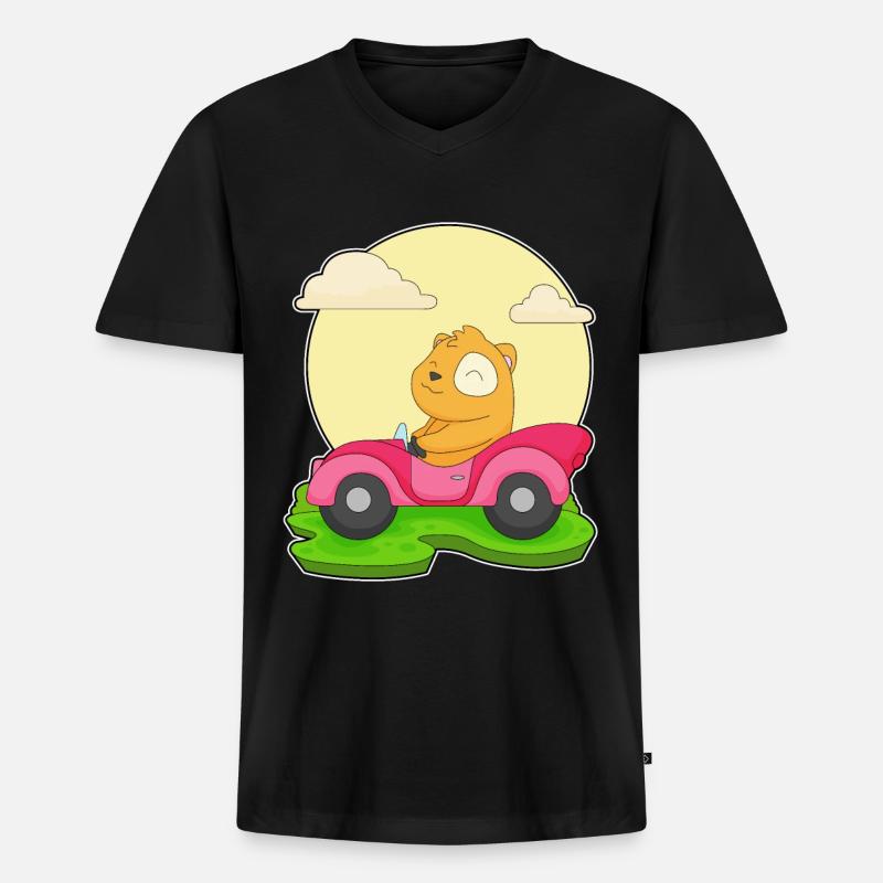 Hamster Auto - Männer Premium Bio T-Shirt mit V-Ausschnitt - Schwarz