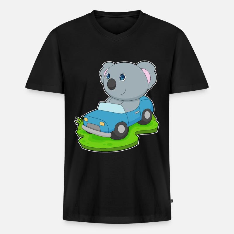 Koala Auto - Männer Premium Bio T-Shirt mit V-Ausschnitt - Schwarz