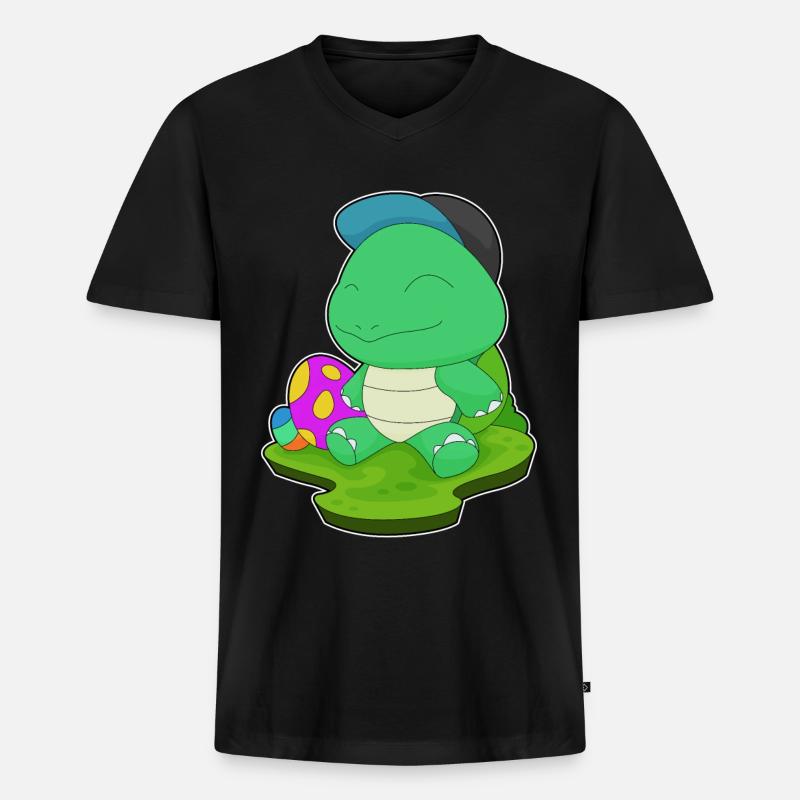Turtle Easter Easter Eggs - Men's Premium Organic T-shirt with V-neck - black