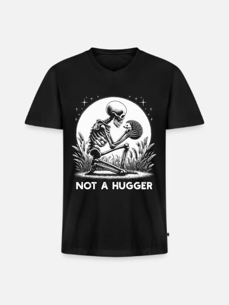 Not A Hugger - Männer Premium Bio T-Shirt mit V-Ausschnitt - Schwarz