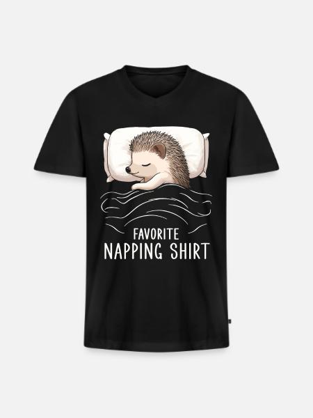 Favorite Napping Shirt - Männer Premium Bio T-Shirt mit V-Ausschnitt - Schwarz