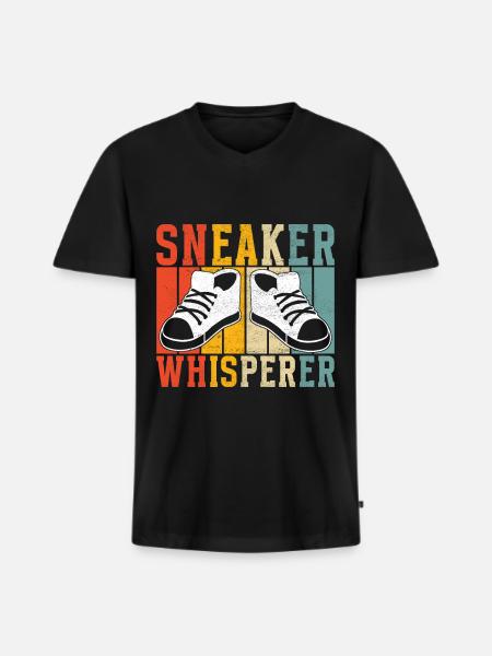 Sneakerhead Collectionneur de baskets - T-shirt encolure en V Premium bio Homme - noir