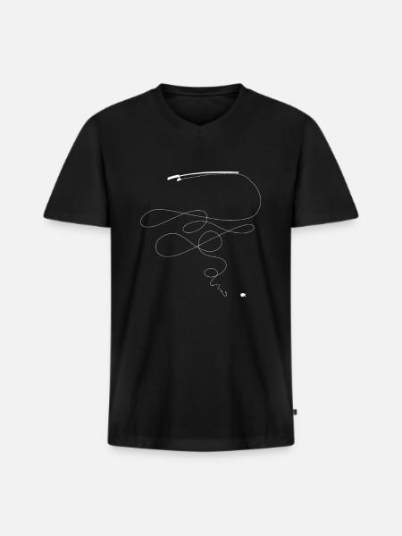 Angelroute mit Fisch - Männer Premium Bio T-Shirt mit V-Ausschnitt - Schwarz