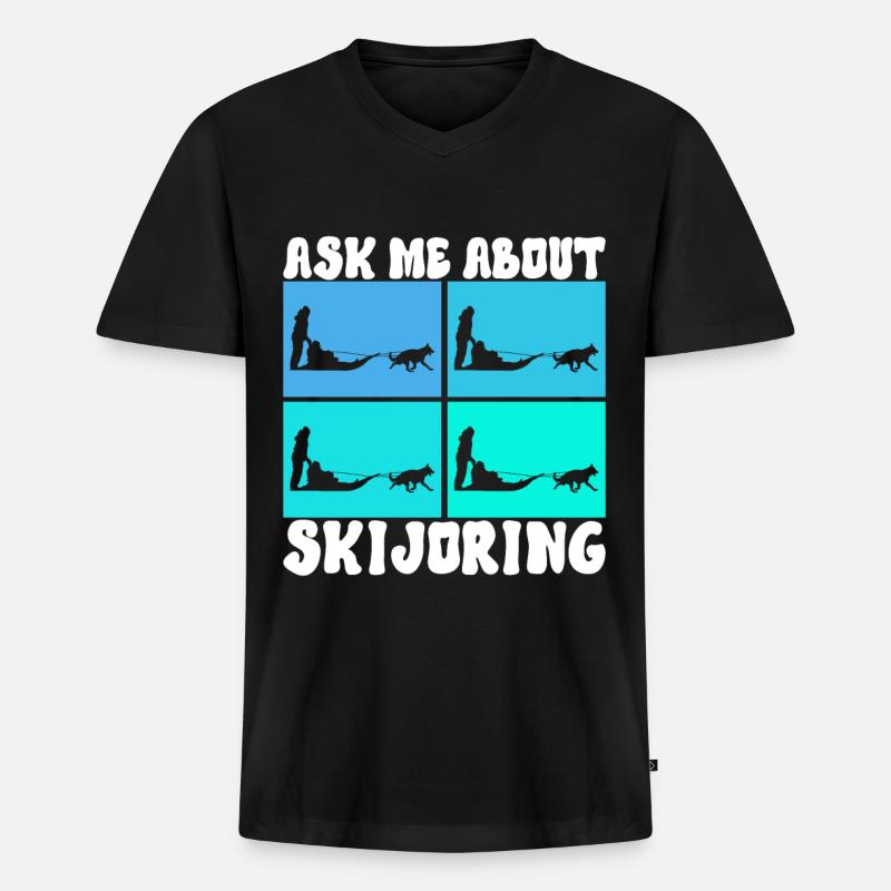 Sledding Sled dogs - Men's Premium Organic T-shirt with V-neck - black