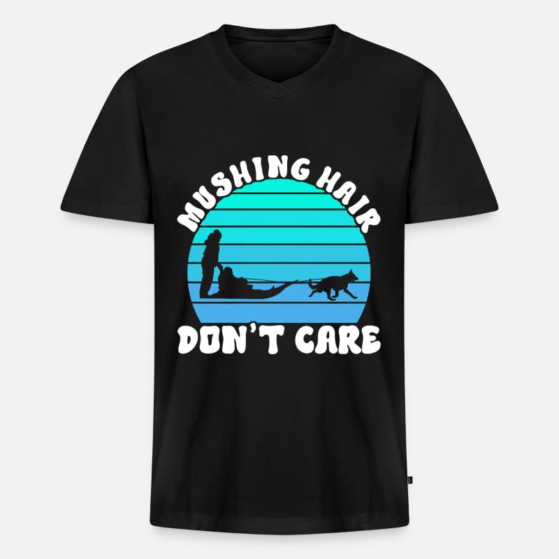 Schlittenfahren Schlittenhunde - Männer Premium Bio T-Shirt mit V-Ausschnitt - Schwarz