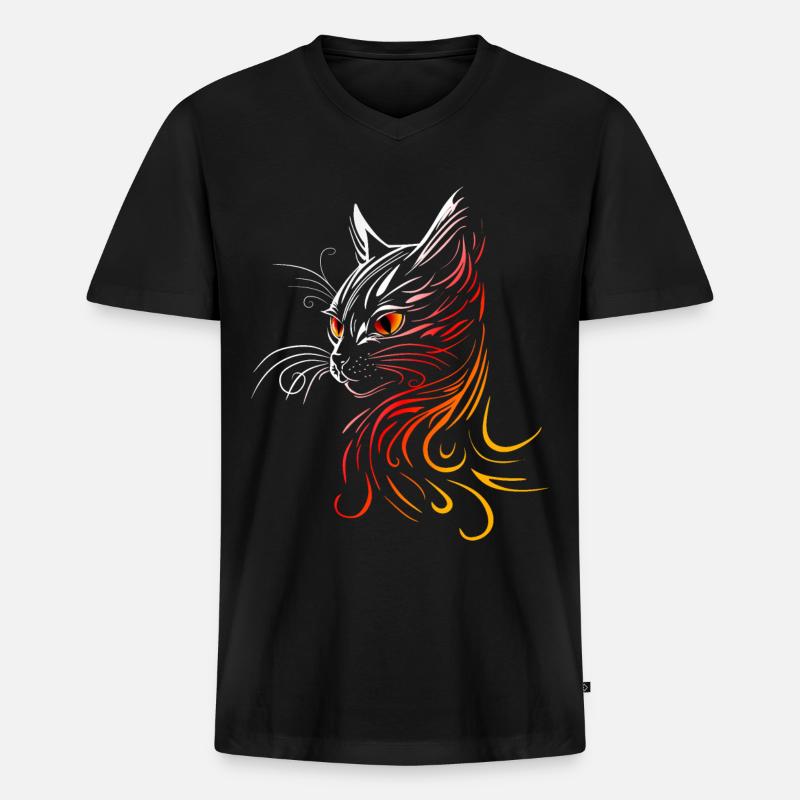 Katzenkopf Katze - Männer Premium Bio T-Shirt mit V-Ausschnitt - Schwarz