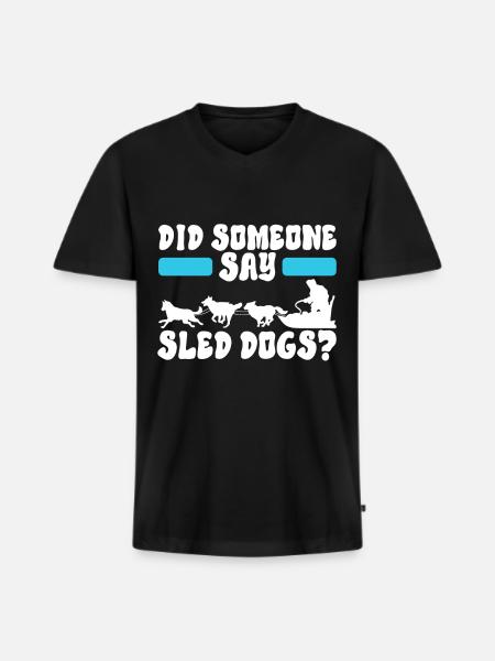 Sledding Sled dogs - Men's Premium Organic T-shirt with V-neck - black