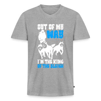 Sledding Sled dogs - Men's Premium Organic T-shirt with V-neck - heather grey - Front